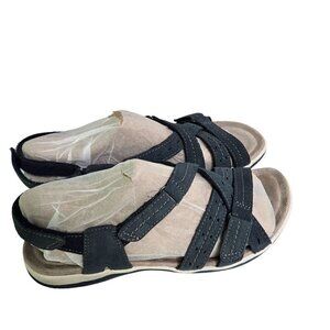 Earth Origins NIB Sammie Wide Navy Blue Suede Sandals Size 11W